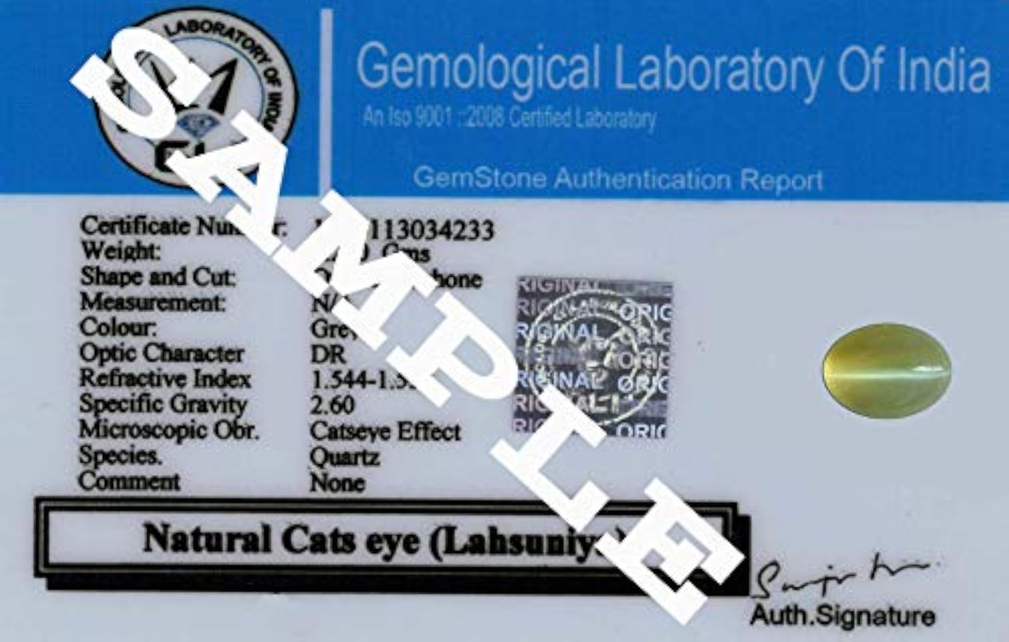 Certified Natural Cats Eye (Lahsuniya) Yellow Colour Gemstone